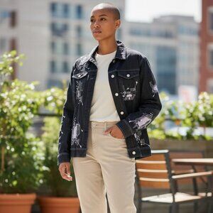 IGS Art-to-Wear Embroidered Denim Jacket in Midnight Indigo XL (A1)